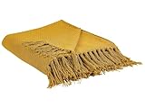 Photo Gallery beliani coperta giallo senape in cotone e con frange fatta a mano 125 x 150 cm Photo Gallery beliani coperta giallo senape in cotone e con frange fatta a mano 125 x 150 cm