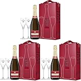Lang anhaltend Piper-Heidsieck Piper-Heidsieck Champagne CUVÉE BRUT 12% Volume 0,75l in Geschenkbox mit 2 Gläsern Champagner (Packung mit 3)