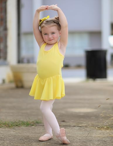 Image of Arshiner Kid Girls Hollow Back Ballet Leotard with Skirt Sleeveless Dance Dresses