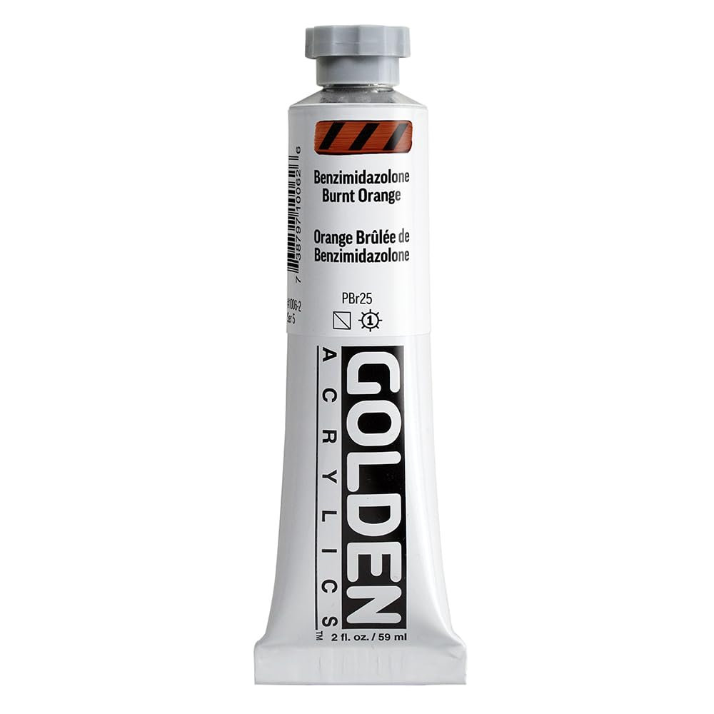 GOLDEN Heavy Body Acrylics, Benzimidazolone Burnt Orange, 59 ml Tube, Professional Acrylic Paint, Semi-Transparent