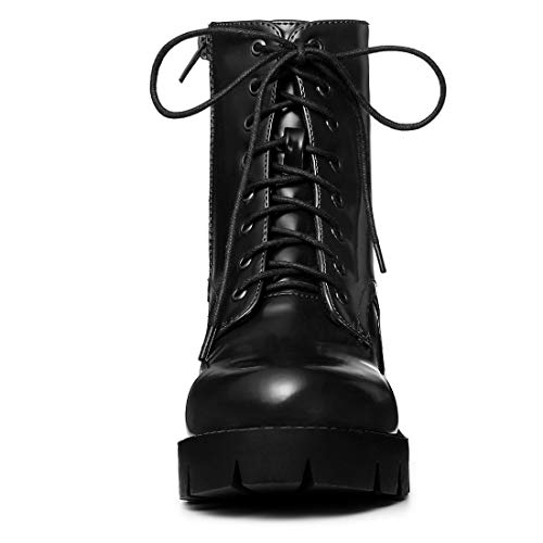 Allegra K Women's Platform Chunky Heel Combat Boots3