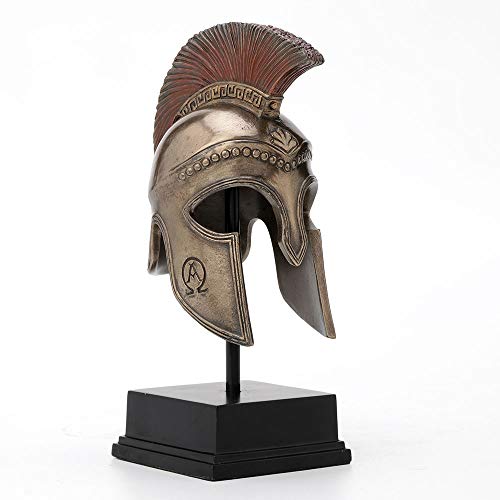 Escultura casco Hoplita espartano 8 1/4 pulg bronce miniatura 5