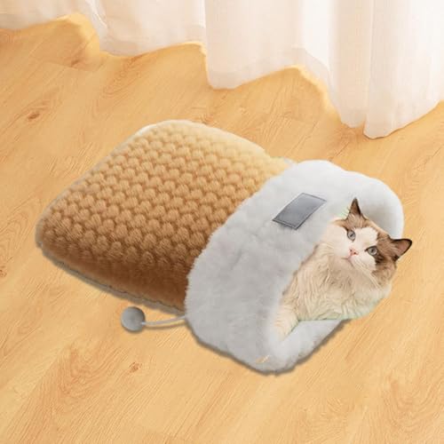 Sac de couchage chat en peluche nid semi-fermé pour chaton