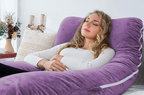 Angqi Pregnancy Body Pillow With Velvet Cover, U Shaped Body Pillow (Dark Purple) #TOP4