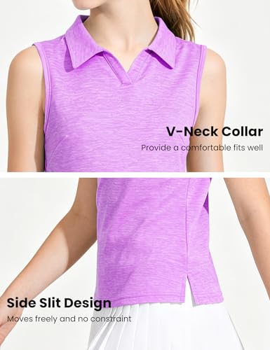 Image of Auranso Girls Polo Shirts Sleeveless Golf Tennis Quick Dry T-Shirts Tops