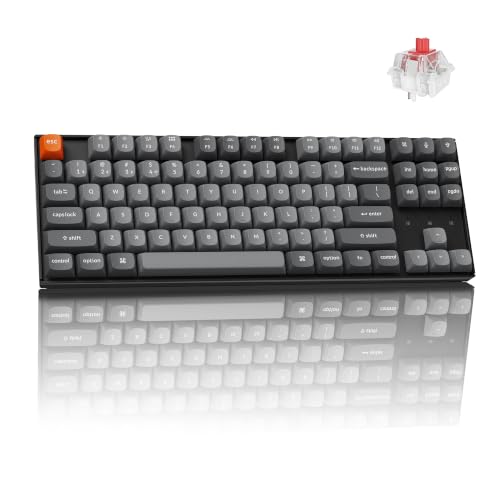 Image of Keychron K8 Max TKL Mechanical Keyboard Wireless, 87 Keys QMK 2.4 GHz /Bluetooth 5.1 /Wired Connection, White Backlit with Programmable Keychron Super Red Switch for macOS Windows Linux