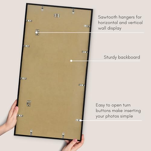 Americanflat 18x36 Picture Frame with Polished Plexiglass - Streamline Collection - Thin Border Picture Frame for Wall Display - Hanging Hardware Included - Black
