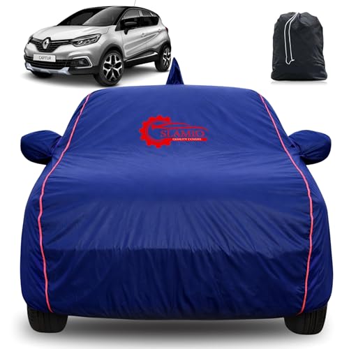 Image of Slamio 100% Waterproof Car Cover for Renault's Captur | All-Weather, Dustproof & UV Protection | Heavy-Duty 3-Layer Fabric | Custom Fit with Mirror & Antenna Pocket | Navy Blue