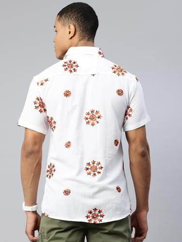 Image of Luxrio Casual Printed Textured Fabric Shirt for Men Regular Fit Cotton Blend