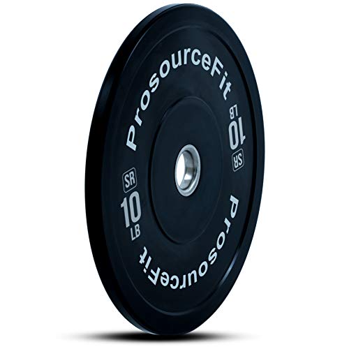 Image of ProsourceFit Solid Rubber Bumper Plates (Sold Individually) with Steel Insert, for Strength Training and Cross Conditioning, Power Lifting