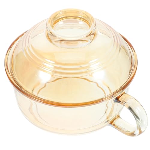 TOPPERFUN 耐熱ガラス製泡面碗 蓋付き持ち手付き 耐擦傷電子レンジ対応スープボウル 家用多機能食器