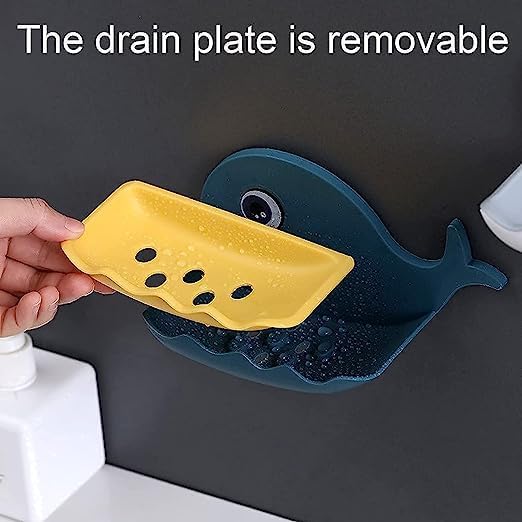 Image of Soap Stand Holder for Bathroom Kitchen Sink Magic Stickers Wall Mounted (Pack of 2 Pcs) Soap Dish Holder, Fish Design Random Color
