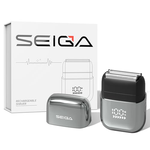 Image of SEIGA Mini Electric Foil Shaver for Men, Rechargeable with Travel Pouch