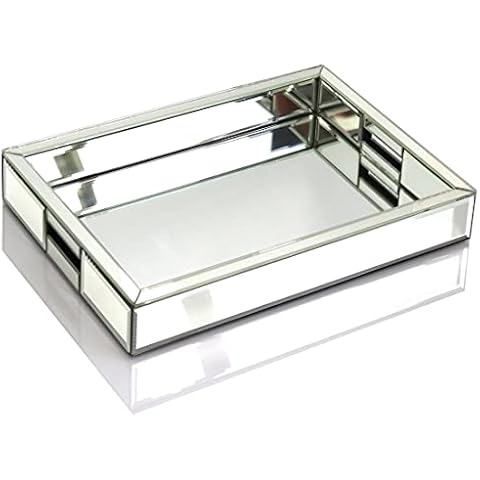 Rectangle Silver Mirror Tray for Vanity and Home Decor by qmdecor Cover
