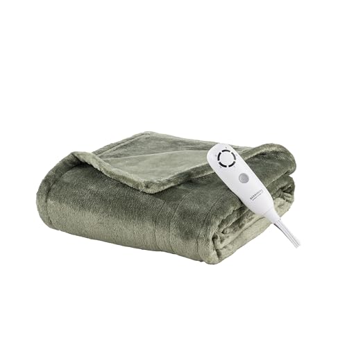 Berkshire Blanket Heated Throw – Reversible Loftmink Velvety Fleece Electric Blanket, 5 Heat Settings & Auto Shut-Off, Ultra-Cozy for Couch, Bed & Office, 50