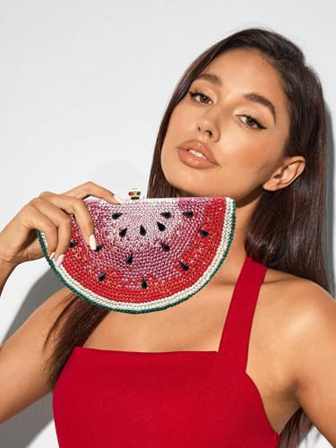 Image of RomanticDesign Cute Watermelon Rhinestone Evening Clutch for Women Glitter Crystal Purse Party Cocktail Banquet Handbag