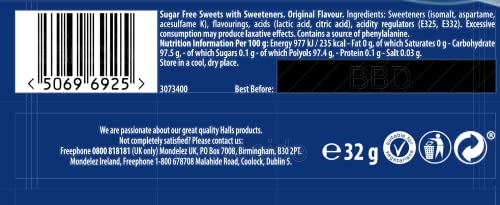 Halls Sugar Free Mentho-Lyptus Original Throat Lozenges Stick 32 g (Pack of 20)