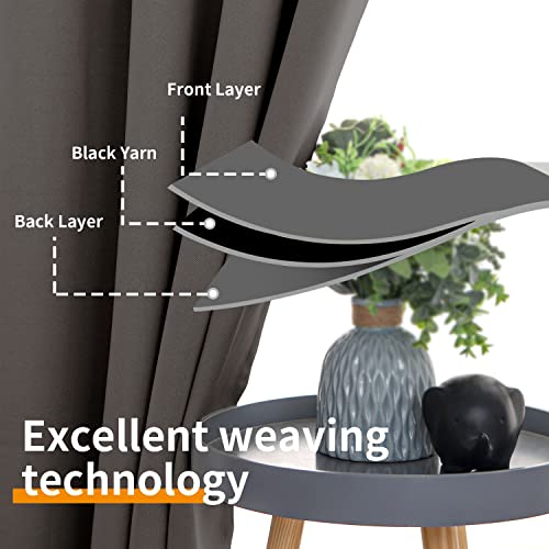 Image of YoungsTex Blackout Curtains for Bedroom 63 Inch Long - Thermal Insulated with Grommet Room Darkening Window Drapes for Basement Office Living Room, 2 Panels, 42 x 63 Inch, Grey