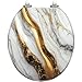 Round Toilet Seat Abstract luxury marble art marbling texture Gold white colors Resin Toilet Seat Quietly Slow Close with Quick-Release Hinges Toilet Seat with Cover Easy to Clean Install