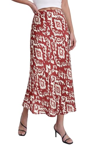 Image of BTFBM Satin Skirts for Women Trendy 2026 Summer Fall | High Waisted A-Line Leopard Print,Floral Print, Business Casual,Cocktail,Wedding Guest,Long Silk Midi Skirt