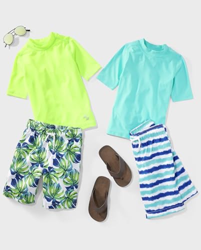 Image of The Children's Place Boys' Short Sleeve Rashguard and Swim Trunk, 2-piece Set