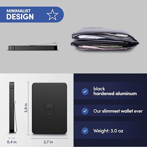 Image of TRAVANDO SLYDE Aluminum Card Holder - RFID Blocking Slim Wallet for Men with Money Clip - Holds Up to 6 Cards - RFID Protected Credit Card Mens Wallet