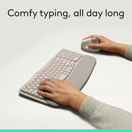 Image of Logitech Wave Keys Wireless Ergonomic Keyboard with Cushioned Palm Rest, Comfortable Natural Typing, Easy-Switch, Bluetooth, Logi Bolt Receiver, for Multi-OS, Windows /Mac - Sand
