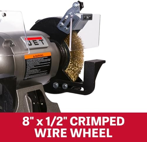 JET 8-Inch Bench Grinder with Wire Wheel, 3450 RPM, 1 HP, 115V 1Ph (JBG-8W) Alternate view