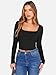ANRABESS Women's Long Sleeve Square Neck Crop Top Ribbed Slim Fitted Basic Tee Layer Y2K Shirts Fall Fashion Outfits 2025 Black Medium