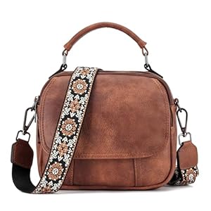 OPAGE Small Leather Crossbody Bags for Women, Cross Body Shoulder Handbags Crossbody Purses for Women with Top Handle
