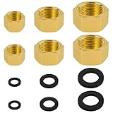 6 PCS Brass Pipe Caps with Rubber Gaskets - Hex Compression End Caps for Gas & Water Lines, Brass Nut Gas line Water line Stop Valve Cap Pipes Plug Plumbing Fit for 1/4 3/4 3/8 Inch Pipe Connection
