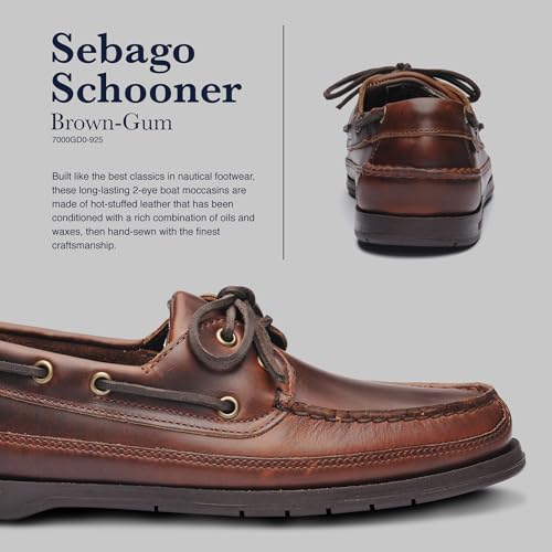 Sebago Schooner Waterproof Boat Shoes - Leather Moccasins for Men Featuring 360-Degree Rawhide Lacing and Non-Marking Slip-Resistant Soles4