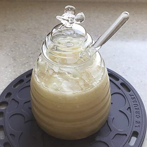 Hedume Honey Jar with Dipper and Lid, Honey Bee Pot, 17oz Glass Beehive Honey Pot for Home Kitchen - Image 8
