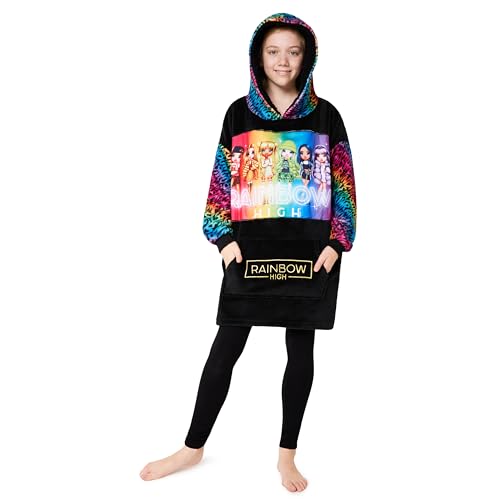 Rainbow High Fleece Hoodie Blanket for Girls Teenagers One Size Kids Oversized Hoodie Sherpa-Lined Hood Gifts for Girls Multicolor