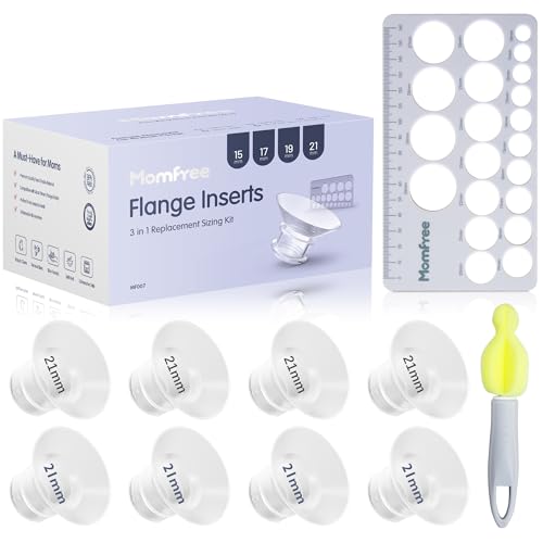 Image of 8PCS Flange Sizing Kit 21mm for 24mm Flanges/Shield, Silicone Flange Insert for Momcozy/Spectra/Medela Breast Pump, Breastfeeding Essential Kit for Moms(with Nipple Rulers and Storage Bag)