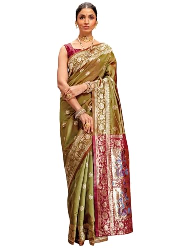 Image of SIRIL Women's Paithani jacquard Silk Saree |Chandrakor Paithani jacquard Saree With Unstitched Blouse Piece