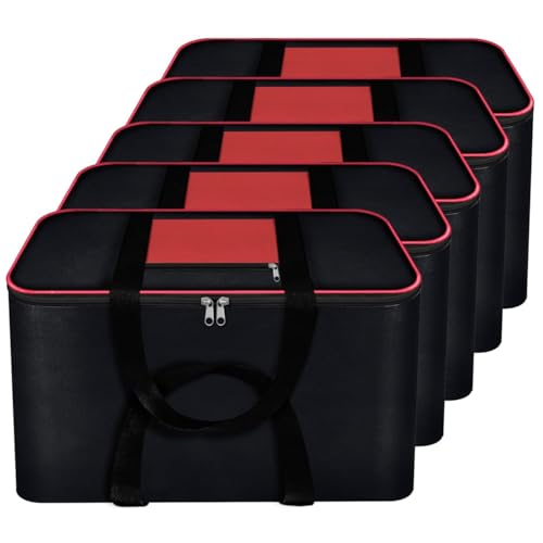 Image of RADIANT Nylon Big Underbed Storage Bag Moisture Proof Cloth Organiser with Zippered Closure and Handle(BlackRed, 54x46x28cm) (Rectangular) (Pack of 5)