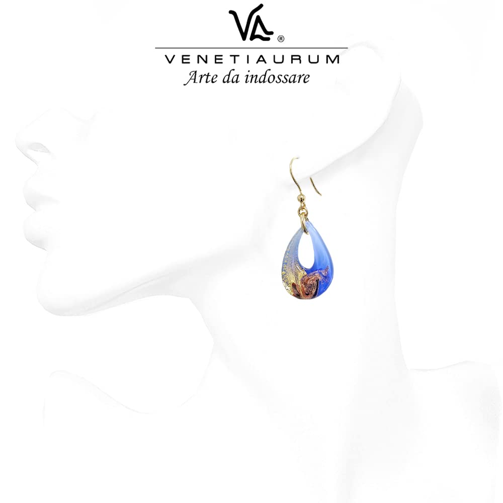 Venetiaurum - Orecchini con Pendente in Vetro originale di Murano e argento 925 - Gioiello made in Italy certificato
