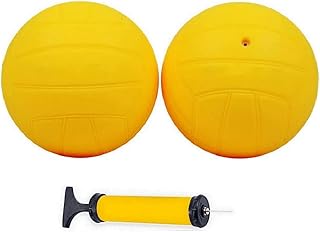 Aolowewin Spike Replacement Balls | Roundnet Game Balls | Strong Bounce Ball | 3.5inch Yellow Rubber Balls 2-Pack with Pump