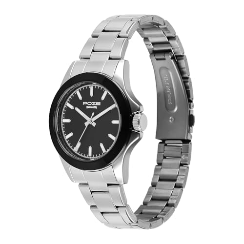 Image of Sonata Poze 8 Quartz Analog with Black Dial IPS Stainless Steel Strap Watch for Men - SP70105SM02W