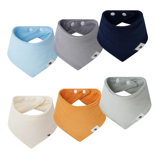 Baby Muslin Bandana Bibs baby Drool Bibs 6Pack 100% Cotton Ultra Soft Super Absorbent Bandana Bibs for Unisex Boys Girls