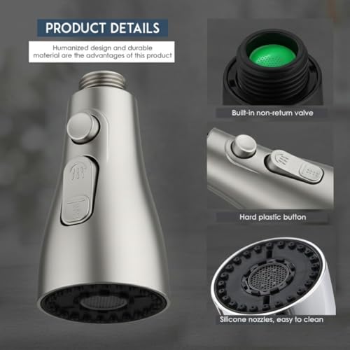 Image of ARQUIN Waterfall Kitchen Faucet with Pull Out Spray, 4 Water Outlet Modes, Hot and Cold Mixer Tap, 360 Rotating Faucet, Modern Kitchens Grey (Matte Finish)