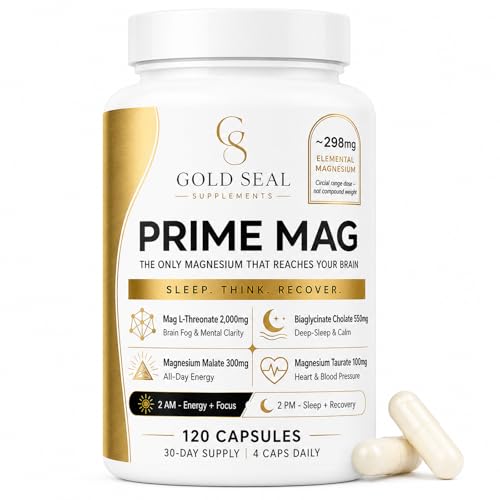 Gold Seal Prime Magnesium Complex Magnesium L-Threonate Bisglycinate Malate & Taurate with Vitamin B6 P-5-P 120 Vegan Capsules(1pc)
