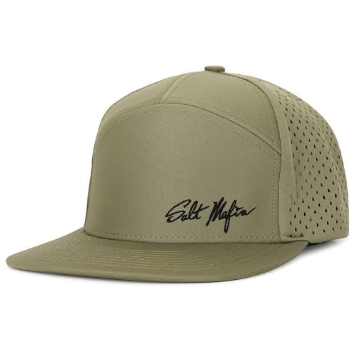 Image of Salt Mafia Hats for Men - Waterproof Hats for Men, 7 Panel Flat Brim Surfer Hat