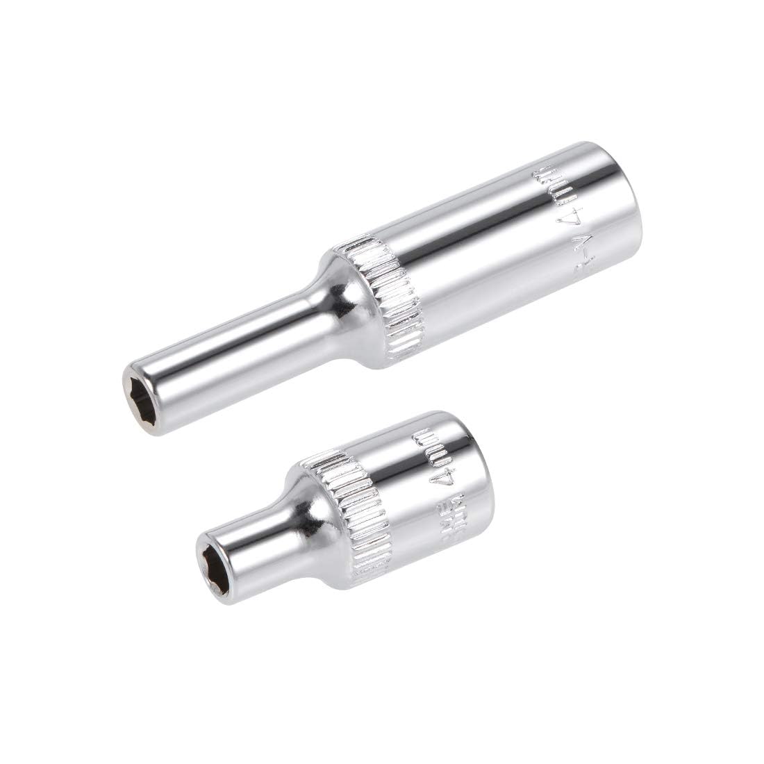 TOP-VIGOR 2Pcs 1/4-Inch Drive by 4mm Deep and Shallow Socket, Cr-V Drive Socket, 6-Point, Metric for Auto Repairing and Household — image 1