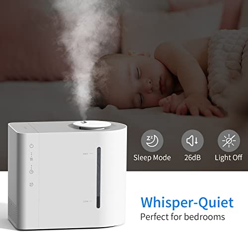 Cool Mist Humidifiers For Bedroom (4.3L), Airrobo Quiet Top Fill Ultrasonic Humidifiers For Babies Nursery, Office, Indoor Plants -Lasts Up To 40 Hours, Filterless, 360° Rotation Nozzle, Auto Shut-Off #TOP5