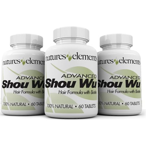 Natures Elements Advanced Shou Wu for Gray Hair – Prepared He Shou Wu for Hair Growth with Biotin,