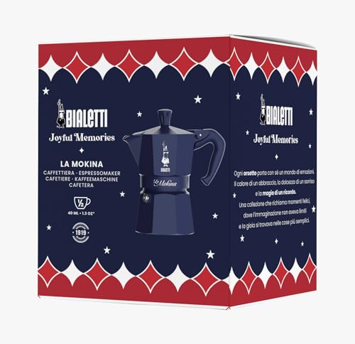 Image of Bialetti Moka Express Iconic Italian Stovetop Espresso Maker (Blue, Half Cup)