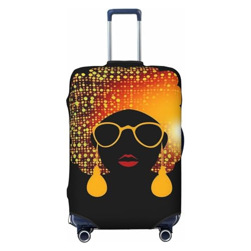 Travel Luggage Cover Anti-Scratch Suitcase Cover Protector Elastic Thicken Luggage Protector Washable Baggage Covers Cute African Woman Suitcase Sleeve Fit 18-32 Inch Luggage X-Large