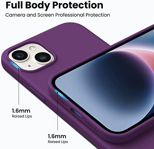 Image of Elzzi Liquid Silicone Cover Compatible with iPhone 14 Plus Case (6.7 inch) 3 Layer Microfiber Lining Covers Phone Cases Full Body Protective Wireless Charging Shockproof Back Cover (Grape Purple)